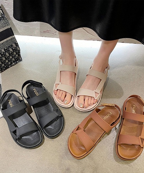 Lace Ladies(レースレディース)の「レザー調 ダブルベルト バックストラップ 厚底 スポーツ サンダル(サンダル・レディース・ブラウン/ベージュ/ブラック・24.5cm/25cm/24cm/23cm/23.5cm)」の7枚目の写真