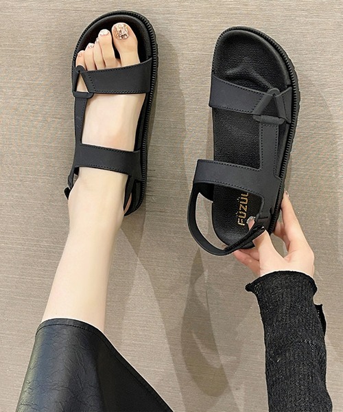 Lace Ladies(レースレディース)の「レザー調 ダブルベルト バックストラップ 厚底 スポーツ サンダル(サンダル・レディース・ブラウン/ベージュ/ブラック・24.5cm/25cm/24cm/23cm/23.5cm)」の14枚目の写真