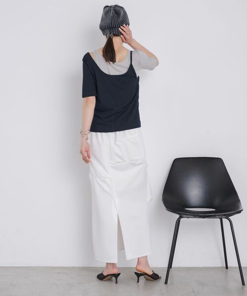 kivi(キヴィ)の「tuck drape skirt(スカート・レディース・ブラック/オフホワイト・FREE)」の6枚目の写真