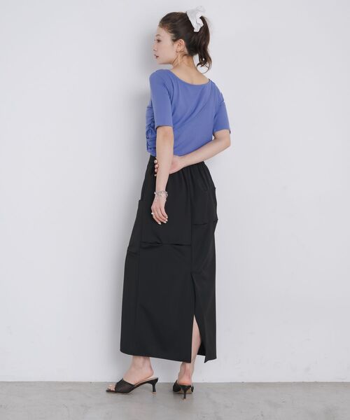 kivi(キヴィ)の「tuck drape skirt(スカート・レディース・ブラック/オフホワイト・FREE)」の13枚目の写真