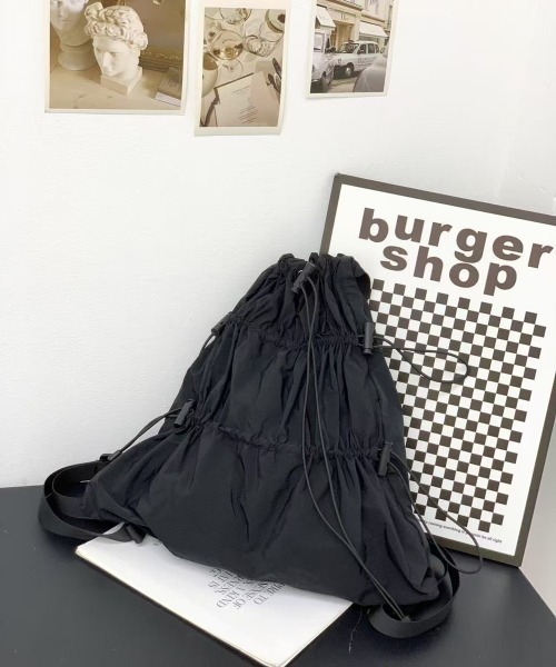 H.TOKYO（エイチトウキョウ）の「ドローコードナップザック（バックパック/リュック・レディース・ブラック/ホワイト・FREE）」の6枚目の写真