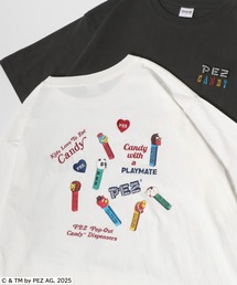 PEZ/ペッツ オーバーサイズ レトロキャラクター ワンポイント刺繍 バックプリント ラグラン リンガー 半袖Tシャツ レディース メンズ
