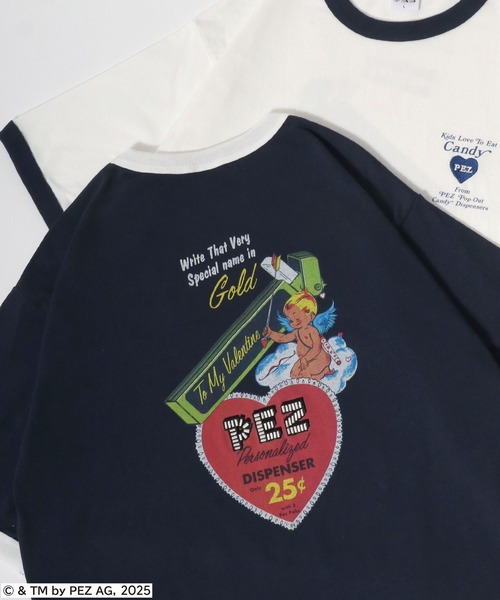 MARUKAWA（マルカワ）の「PEZ/ペッツ オーバーサイズ レトロキャラクター ワンポイント刺繍 バックプリント ラグラン リンガー 半袖Tシャツ レディース メンズ（Tシャツ/カットソー・レディース・モカ/ホワイト系その他/グレー系その他/ブルー系その他/チャコール/ブルー系その他2/ホワイト/ネイビー・M/L/LL）」の7枚目の写真