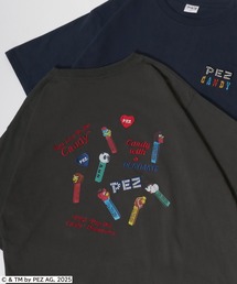 PEZ/ペッツ オーバーサイズ レトロキャラクター ワンポイント刺繍 バックプリント ラグラン リンガー 半袖Tシャツ レディース メンズ