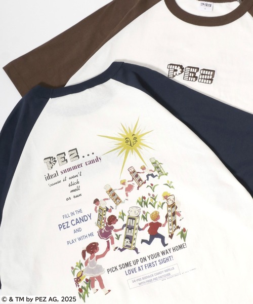 MARUKAWA（マルカワ）の「PEZ/ペッツ オーバーサイズ レトロキャラクター ワンポイント刺繍 バックプリント ラグラン リンガー 半袖Tシャツ レディース メンズ（Tシャツ/カットソー・レディース・モカ/ホワイト系その他/グレー系その他/ブルー系その他/チャコール/ブルー系その他2/ホワイト/ネイビー・M/L/LL）」の8枚目の写真