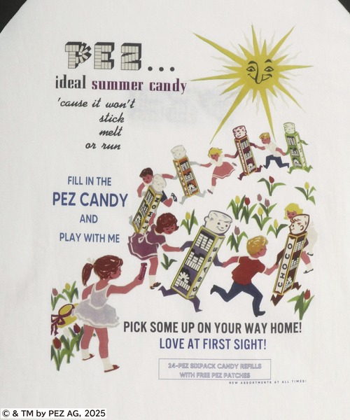 MARUKAWA（マルカワ）の「PEZ/ペッツ オーバーサイズ レトロキャラクター ワンポイント刺繍 バックプリント ラグラン リンガー 半袖Tシャツ レディース メンズ（Tシャツ/カットソー・レディース・モカ/ホワイト系その他/グレー系その他/ブルー系その他/チャコール/ブルー系その他2/ホワイト/ネイビー・M/L/LL）」の11枚目の写真