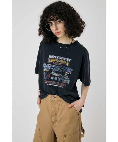 MOUSSY tシャツ PATCH DENIM 25TH Tシャツ レディース