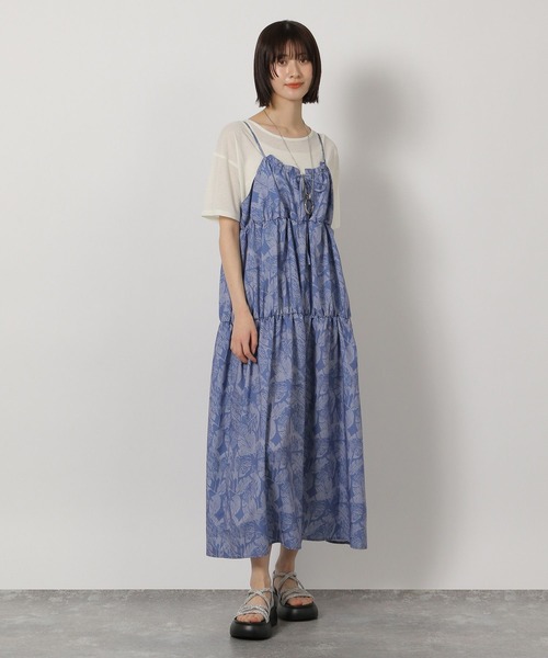 LAKOLE(ラコレ)の「2WAYリーフ柄キャミワンピース / 327684(ワンピース・レディース・チャコールグレー/ブルー/イエロー・FREE)」の8枚目の写真