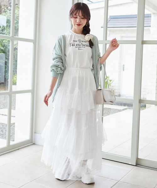 MAJESTIC LEGON(マジェスティックレゴン)の「パールネックロゴTシャツ(Tシャツ/カットソー・レディース・ブラック/オフホワイト/チャコールグレー・MEDIUM)」の4枚目の写真