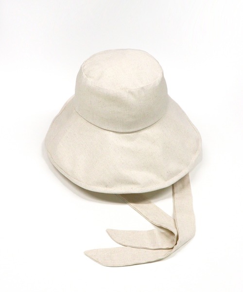 麻混】リボン付きワイドブリムハット（ハット）｜attiree（アティレー