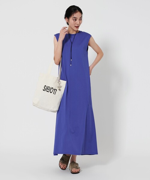 爽やか★ ☆ブルー フレンチスリーブ ワンピース WEB限定 Wardrobe DAILY MINIMAL】ティアード フレンチスリーブ