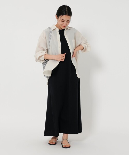 BEAUTY&YOUTH UNITED ARROWS（ビューティーアンドユースユナイテッドアローズ）の「【WEB限定 Wardrobe DAILY MINIMAL】ティアード フレンチスリーブワンピース －接触冷感/ウォッシャブルー（ワンピース・レディース・モカ/ロイヤルブルー/ブラック・FREE）」の10枚目の写真