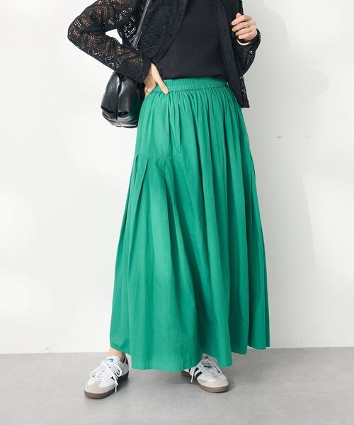 CRAFT STANDARD BOUTIQUE(クラフトスタンダードブティック)の「サイドタック切り替えスカート(スカート・レディース・グリーン/イエロー/ブルー/オレンジ/チャコールグレー/ホワイト・FREE)」の3枚目の写真