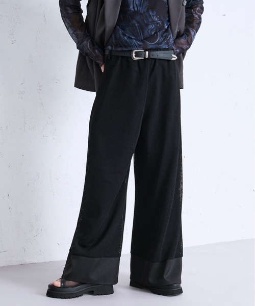 Ellno Loset（エルノロゼット）の「メッシュキリカエワイドバギーパンツ（その他パンツ・メンズ・グレー/ブラック・MEDIUM/LARGE/X-SMALL/SMALL）」の3枚目の写真