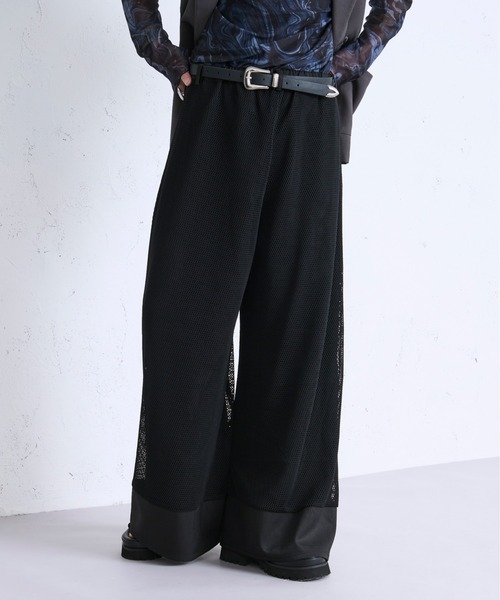 Ellno Loset（エルノロゼット）の「メッシュキリカエワイドバギーパンツ（その他パンツ・メンズ・グレー/ブラック・MEDIUM/LARGE/X-SMALL/SMALL）」の4枚目の写真