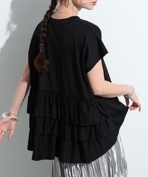 Sawa a la mode（サワアラモード）の「接触冷感バックティアードカットソー（Tシャツ/カットソー・レディース・ピンク/ブルー/ブラック/ホワイト・FREE）」の2枚目の写真