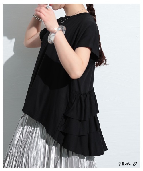 Sawa a la mode（サワアラモード）の「接触冷感バックティアードカットソー（Tシャツ/カットソー・レディース・ピンク/ブルー/ブラック/ホワイト・FREE）」の6枚目の写真
