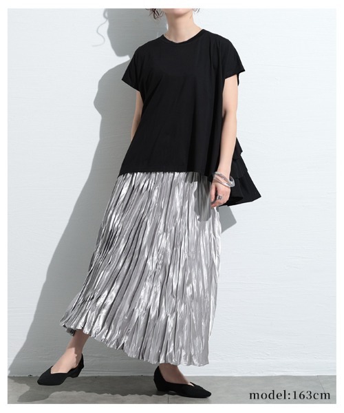 Sawa a la mode（サワアラモード）の「接触冷感バックティアードカットソー（Tシャツ/カットソー・レディース・ピンク/ブルー/ブラック/ホワイト・FREE）」の7枚目の写真