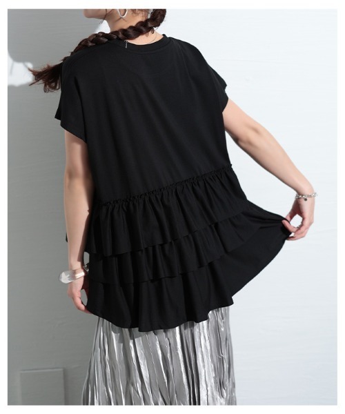 Sawa a la mode（サワアラモード）の「接触冷感バックティアードカットソー（Tシャツ/カットソー・レディース・ピンク/ブルー/ブラック/ホワイト・FREE）」の8枚目の写真