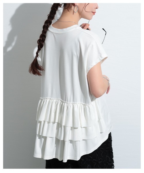 Sawa a la mode（サワアラモード）の「接触冷感バックティアードカットソー（Tシャツ/カットソー・レディース・ピンク/ブルー/ブラック/ホワイト・FREE）」の14枚目の写真