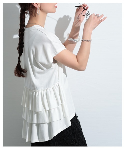 Sawa a la mode（サワアラモード）の「接触冷感バックティアードカットソー（Tシャツ/カットソー・レディース・ピンク/ブルー/ブラック/ホワイト・FREE）」の15枚目の写真