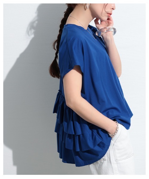 Sawa a la mode（サワアラモード）の「接触冷感バックティアードカットソー（Tシャツ/カットソー・レディース・ピンク/ブルー/ブラック/ホワイト・FREE）」の18枚目の写真