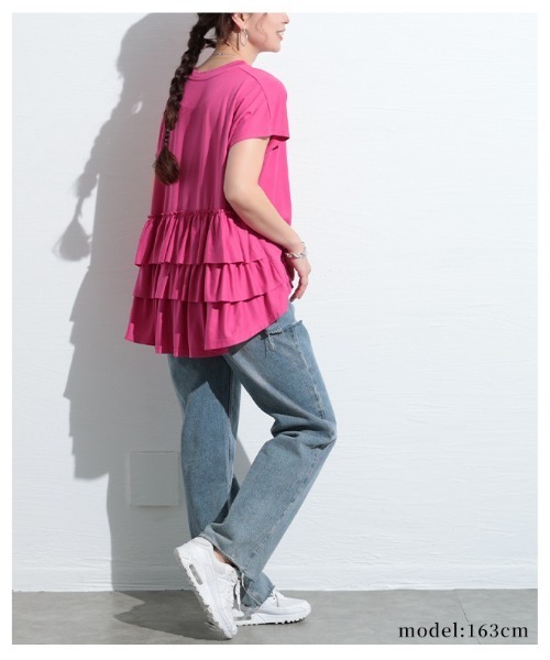 Sawa a la mode（サワアラモード）の「接触冷感バックティアードカットソー（Tシャツ/カットソー・レディース・ピンク/ブルー/ブラック/ホワイト・FREE）」の21枚目の写真