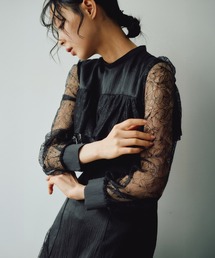 シアーレースコンビネーションドレス