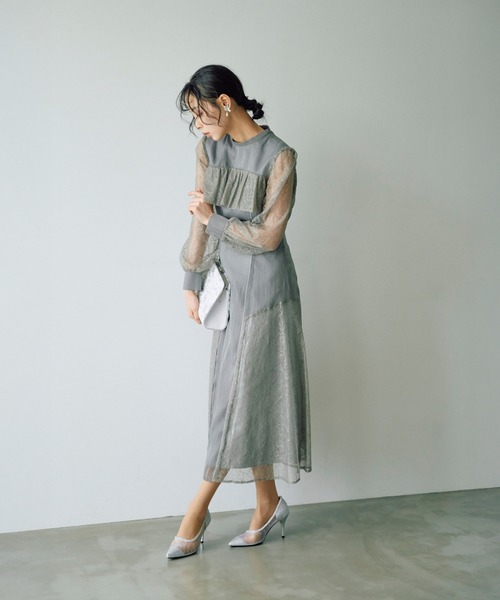 haremode(ハレモード)の「シアーレースコンビネーションドレス(ドレス・レディース・チャコールグレー/ブラック/ライトパープル・S/M)」の9枚目の写真