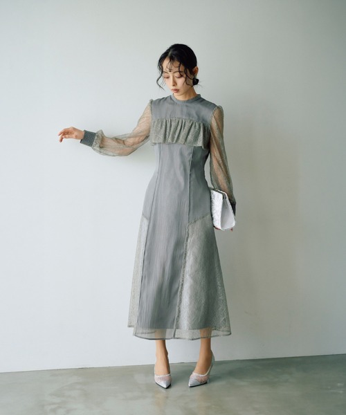 haremode(ハレモード)の「シアーレースコンビネーションドレス(ドレス・レディース・チャコールグレー/ブラック/ライトパープル・S/M)」の11枚目の写真