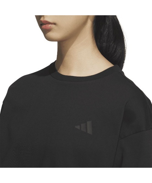 adidas(アディダス)の「アディダス adidas レイヤード ルーズフィット半袖コットンTシャツ(Tシャツ/カットソー・レディース・ベージュ/ブラック・S/M/L/XL)」の9枚目の写真