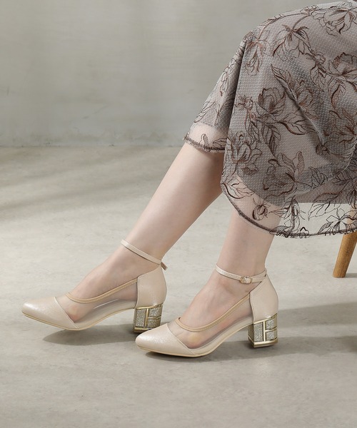 Kana（カナ）の「ラメ×シアー グリッター チャンキーヒール パンプス 結婚式 お呼ばれ オケージョン（パンプス・レディース・ブラック/シルバー/ベージュ・2L/M/L/S）」の22枚目の写真