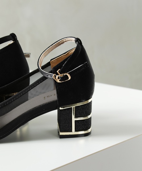 Kana（カナ）の「ラメ×シアー グリッター チャンキーヒール パンプス 結婚式 お呼ばれ オケージョン（パンプス・レディース・ブラック/シルバー/ベージュ・2L/M/L/S）」の7枚目の写真