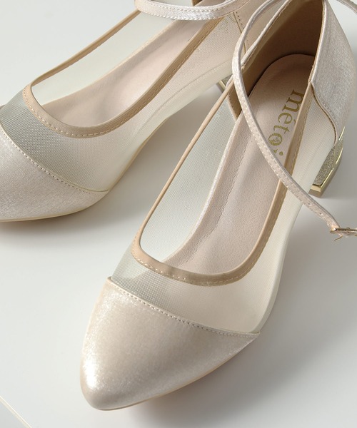 ラメ×シアー グリッター チャンキーヒール パンプス 結婚式