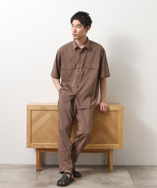 THE SHOP TK (ザ ショップ ティーケー )の「クールファイバー ダブルフラップ半袖シャツ 接触冷感/吸水速乾/UVケア/軽量/セットアップ可(シャツ/ブラウス・メンズ・ブラウン系/ネイビー・02/03/04)」の4枚目の写真