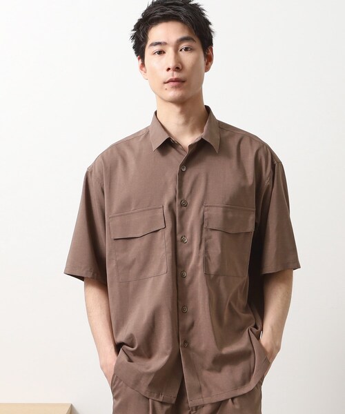 THE SHOP TK (ザ ショップ ティーケー )の「クールファイバー ダブルフラップ半袖シャツ 接触冷感/吸水速乾/UVケア/軽量/セットアップ可(シャツ/ブラウス・メンズ・ブラウン系/ネイビー・02/03/04)」の6枚目の写真