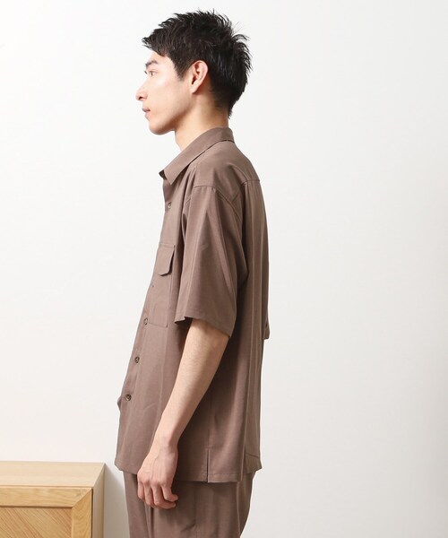 THE SHOP TK (ザ ショップ ティーケー )の「クールファイバー ダブルフラップ半袖シャツ 接触冷感/吸水速乾/UVケア/軽量/セットアップ可(シャツ/ブラウス・メンズ・ブラウン系/ネイビー・02/03/04)」の7枚目の写真