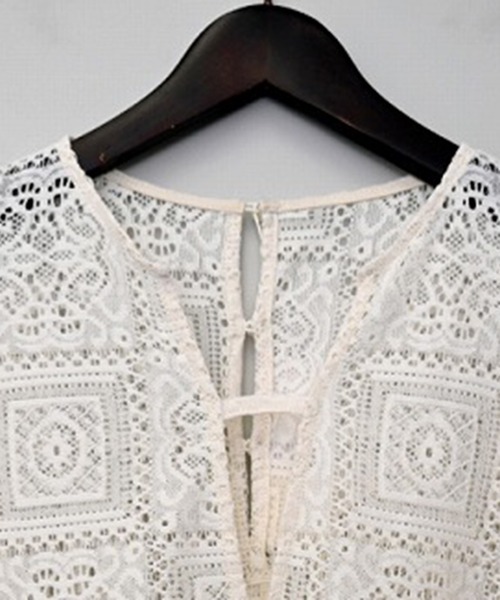 STYLEBLOCK(スタイルブロック)の「ブロックレースボリュームスリーブスリットワンピース(ワンピース・レディース・アイボリー/ブラック・M)」の7枚目の写真