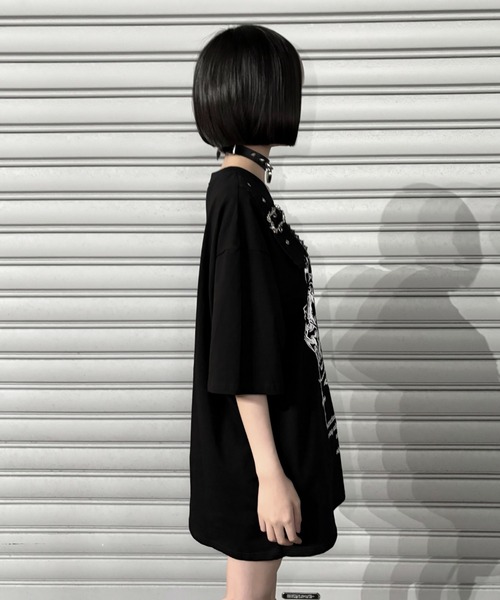 tシャツ A'GEM/9 × .kom 「AOSPACE」オフショルスカル半袖Tシャツ レディース A'GEM/9 × .kom 『AOSPACE』オフショルスカル半袖Tシャツ