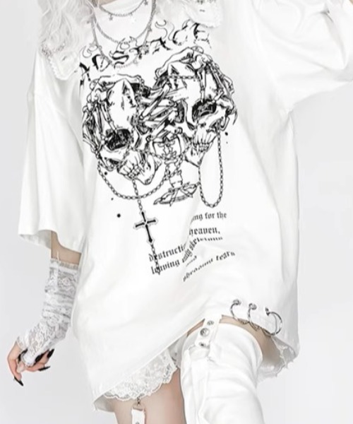 A'GEM/9 × .kom 『AOSPACE』 ツインスカル半袖Tシャツ インポート