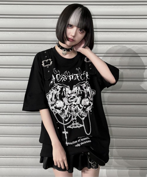 NOVESSEL(ノベセル)の「『AOSPACE』スカルプリントTシャツ(Tシャツ/カットソー・レディース・ブラック/ホワイト・FREE)」の12枚目の写真