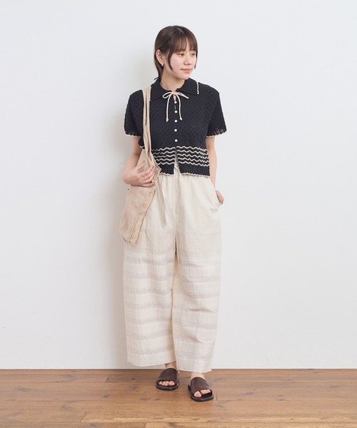 AMBIDEX（アンビデックス）の「透かし編み 襟付きプルオーバー（ニット/セーター・レディース・キナリ/ブラック・FREE）」の19枚目の写真