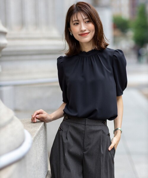 ANY SIS（エニィスィス）の「【洗える】フリルネックスタンド ブラウス（シャツ/ブラウス・レディース・スカイブルー系1/ホワイト系/ピンク系1/ネイビー系・2）」の3枚目の写真