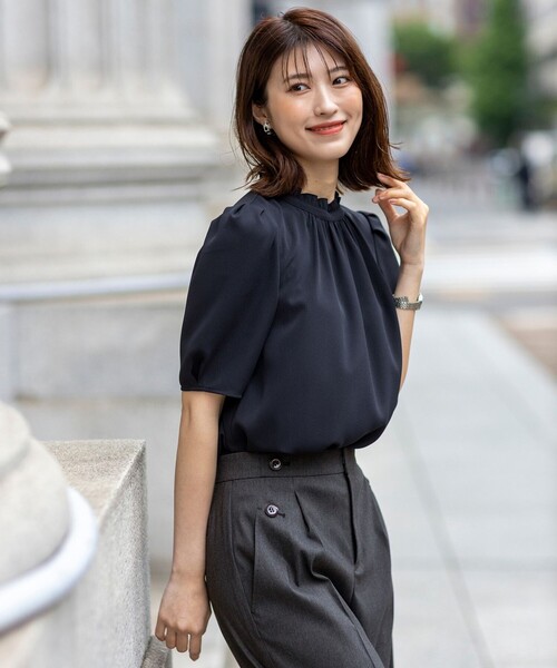 ANY SIS（エニィスィス）の「【洗える】フリルネックスタンド ブラウス（シャツ/ブラウス・レディース・スカイブルー系1/ホワイト系/ピンク系1/ネイビー系・2）」の8枚目の写真