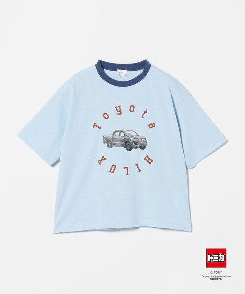 green label relaxing(グリーンレーベルリラクシング)の「【別注】<TOMICA>リンガーTシャツ 2 / キッズ 100cm-120cm(Tシャツ/カットソー・キッズ・オフホワイト/ライトブルー/ダークグレー・100cm/120cm/110cm)」の1枚目の写真