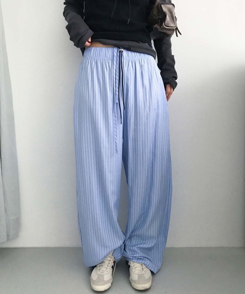 Doula Doula（ドゥーラドゥーラ）の「ストライプワイドリラックスパンツ（その他パンツ・レディース・ブルー/イエロー・FREE）」の14枚目の写真