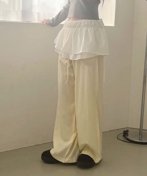 Doula Doula（ドゥーラドゥーラ）の「ストライプワイドリラックスパンツ（その他パンツ・レディース・ブルー/イエロー・FREE）」の4枚目の写真