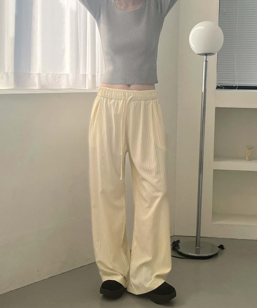 Doula Doula（ドゥーラドゥーラ）の「ストライプワイドリラックスパンツ（その他パンツ・レディース・ブルー/イエロー・FREE）」の5枚目の写真