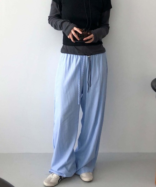 Doula Doula（ドゥーラドゥーラ）の「ストライプワイドリラックスパンツ（その他パンツ・レディース・ブルー/イエロー・FREE）」の7枚目の写真