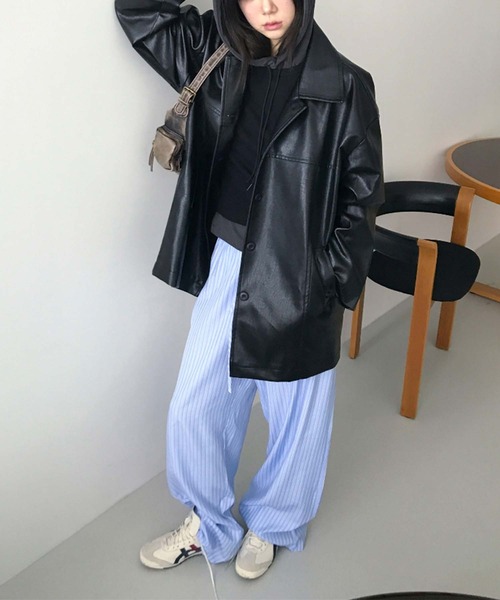 Doula Doula（ドゥーラドゥーラ）の「ストライプワイドリラックスパンツ（その他パンツ・レディース・ブルー/イエロー・FREE）」の10枚目の写真